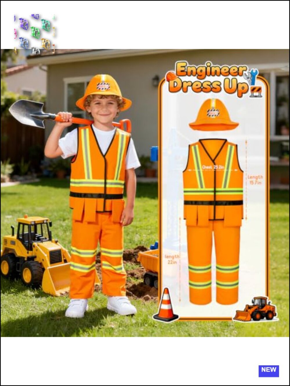 Kids Pretend Role Play Costume Set - Police, Firefighter, Astronaut, Engineer - Picture 4 of 6